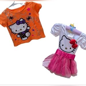 Hello Kitty Halloween Bundle 2T-3T Tutu Costume Dress & NWT Spider Tee Sanrio